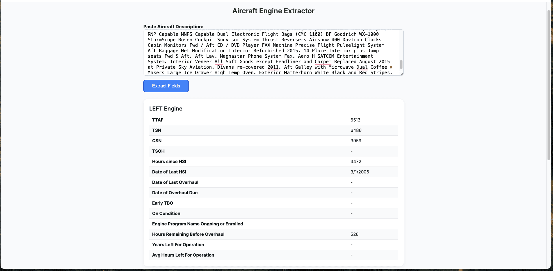 Aircraft Engine Valuation Pipeline prototype preview
