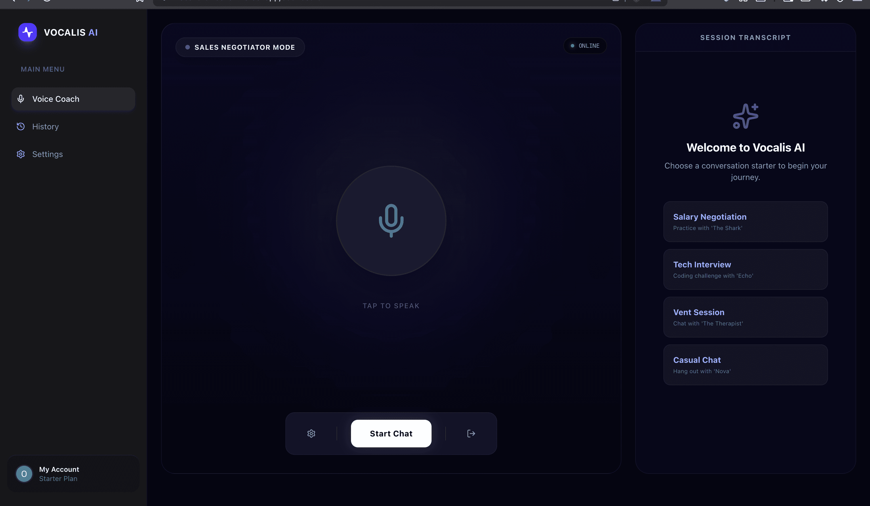 Vocalis AI prototype preview